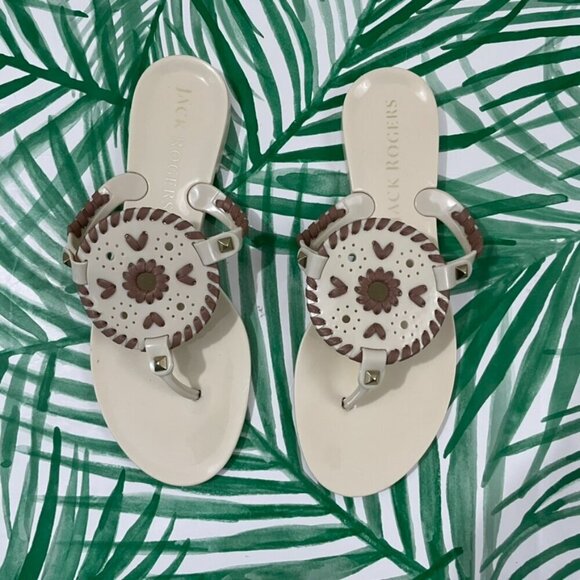 Jack Rogers Georgica Cream Jelly Thong Slip On Sandals Size 6 - Picture 1 of 8